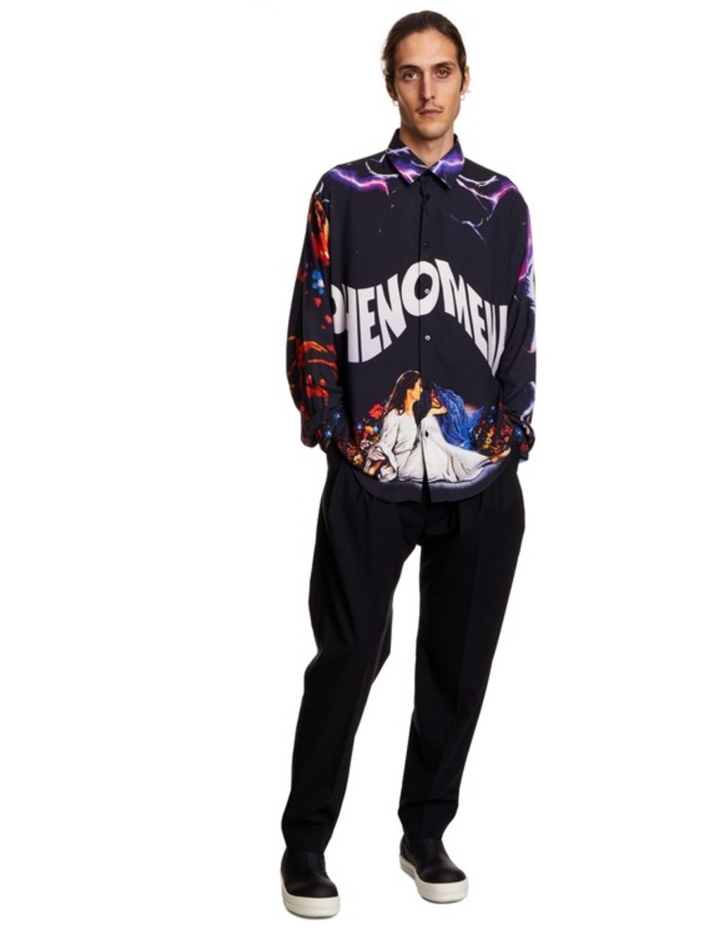 MSGM Black 'Phenomenal' Graphic Button-Up Shirt Sz 39 Like Sz M/L Mens 
Oct A-1)